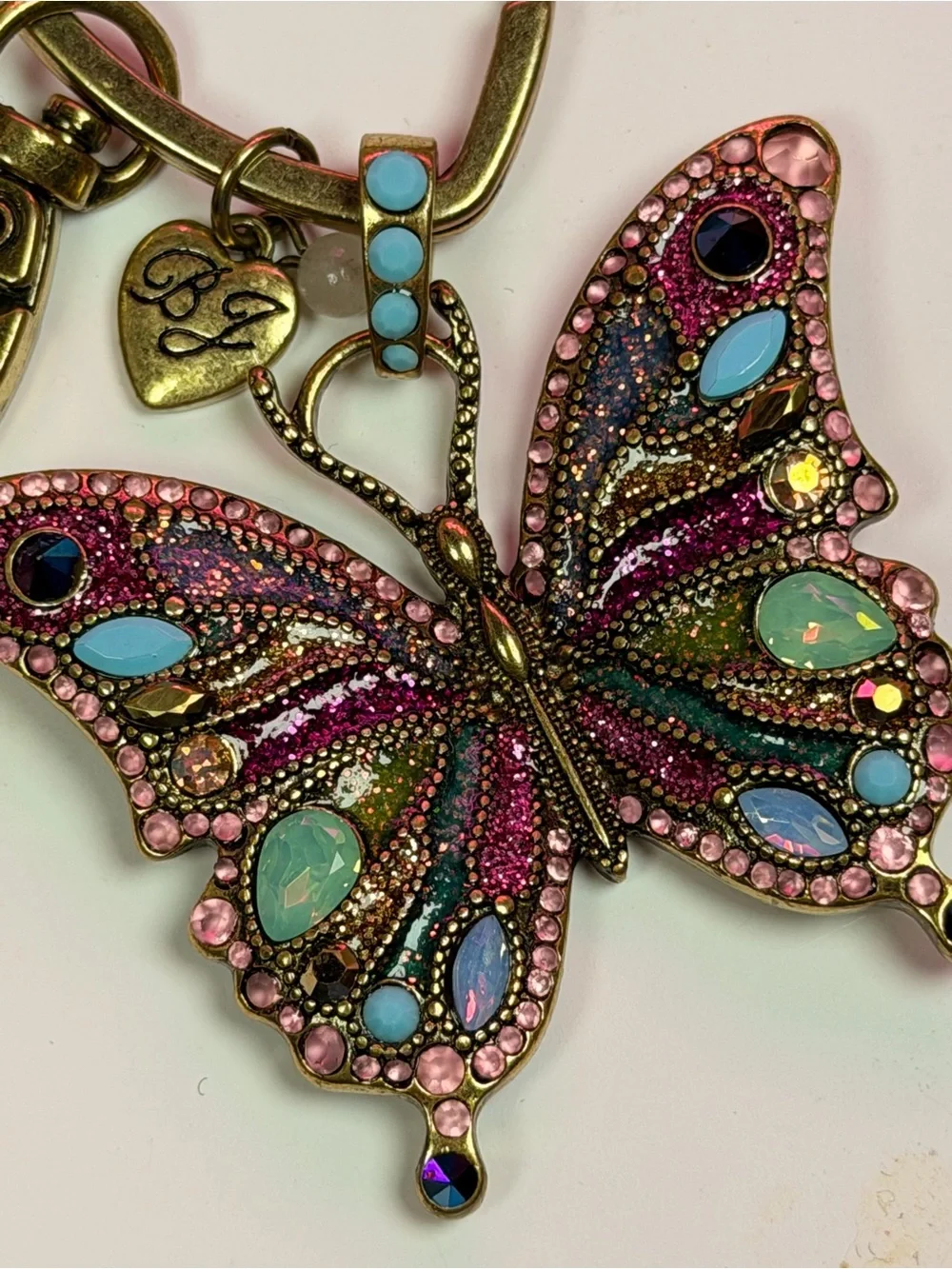 Betsey Johnson Butterfly Key Fob Rhinestone Jeweled Bag Charm